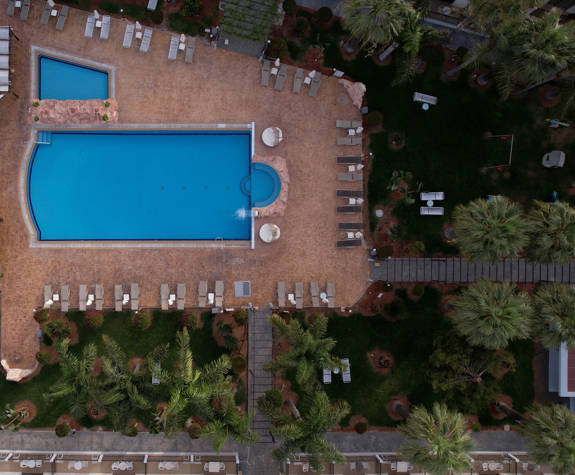 Loutsiana Hotel top-down view of the pool area